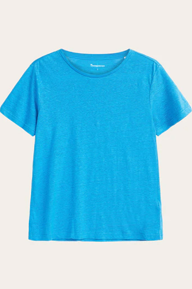 Knowledge Cotton Linen Malibu Blue T-Shirt - The Mercantile London