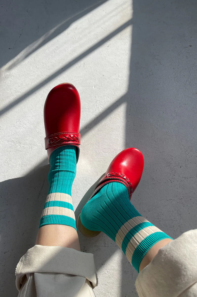 Le Bon Shoppe Her Varsity Jade Socks - The Mercantile London