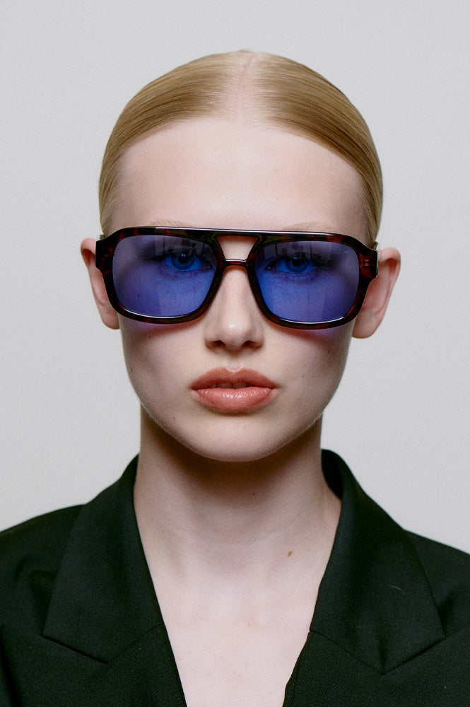 A Kjaerbede Kaya Demi Tortoise Blue Lens Sunglasses - The Mercantile London