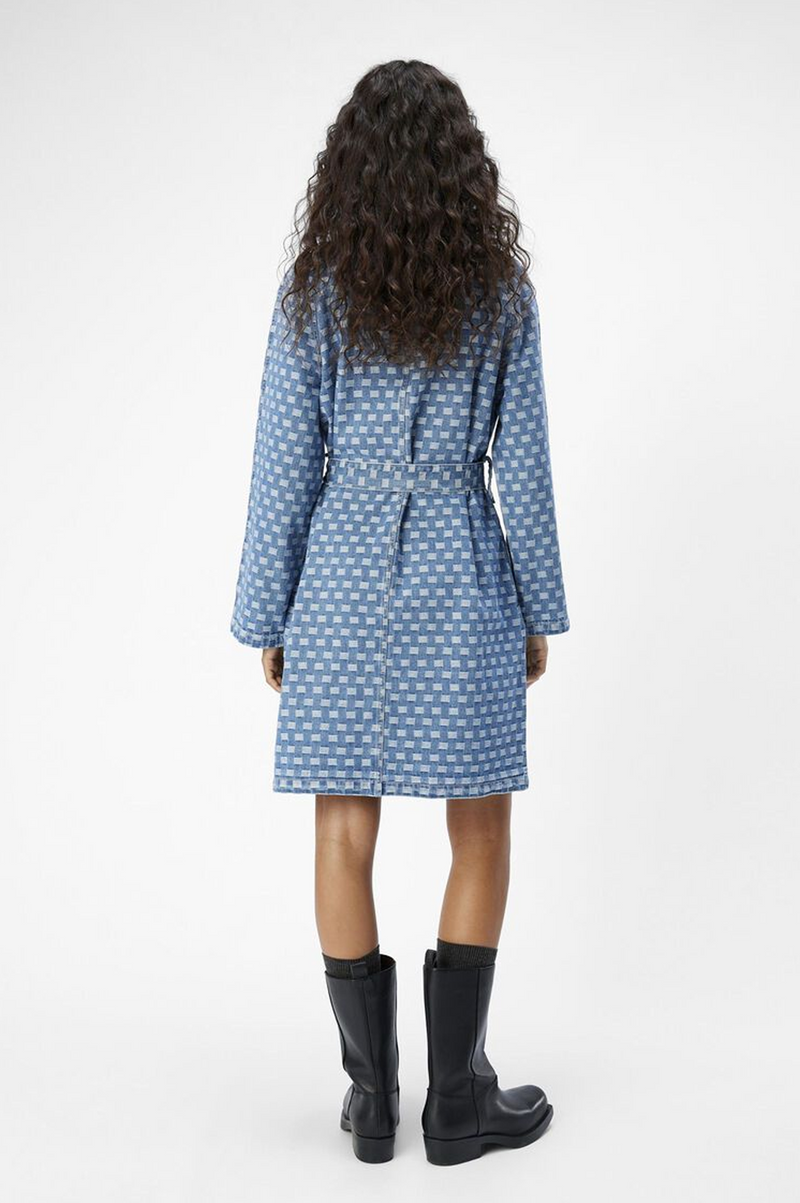 Object Hedda Medium Blue Patterned Denim Dress