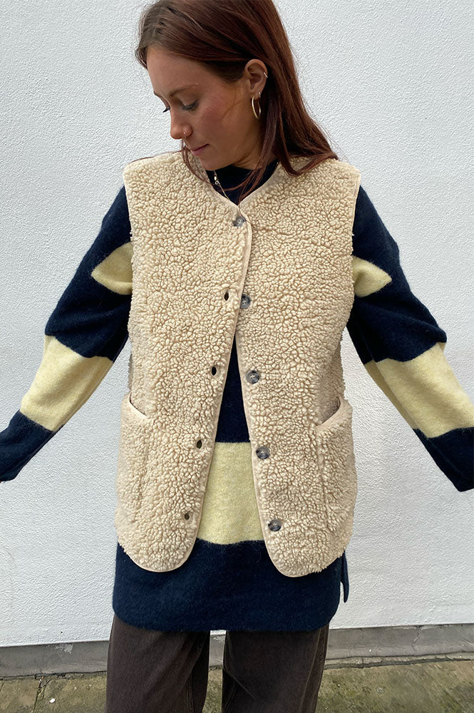 ICHI Fanza Almond Milk Knitted Waistcoat