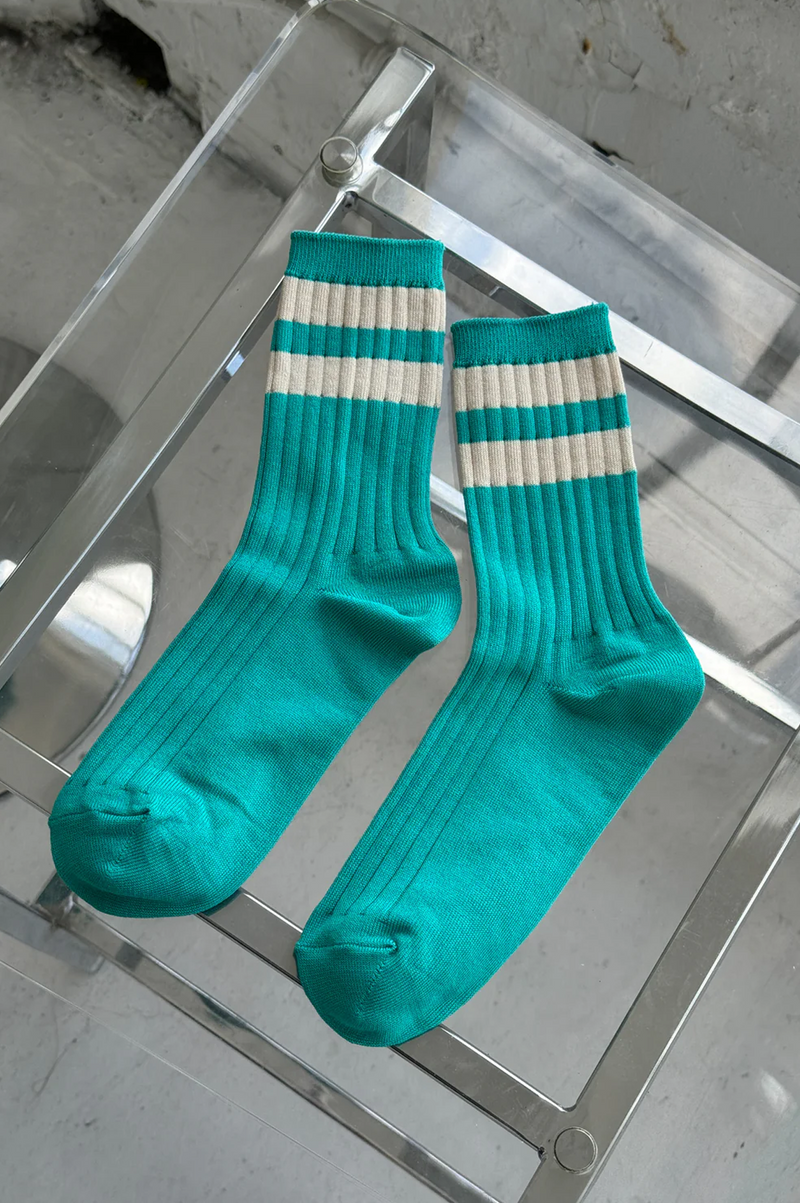 Le Bon Shoppe Her Varsity Jade Socks - The Mercantile London