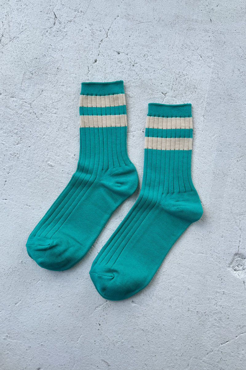 Le Bon Shoppe Her Varsity Jade Socks - The Mercantile London