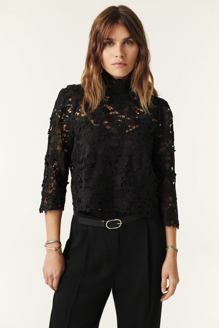 Ba&sh Paul Black Lace Top