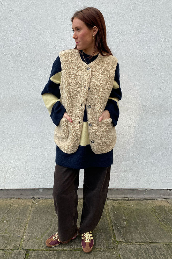 ICHI Fanza Almond Milk Knitted Waistcoat