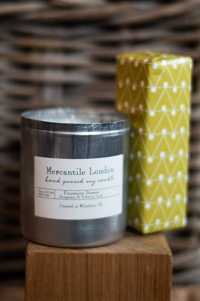 Mercantile London Fournier Street Bergamot And Tobacco Leaf Tin Candle