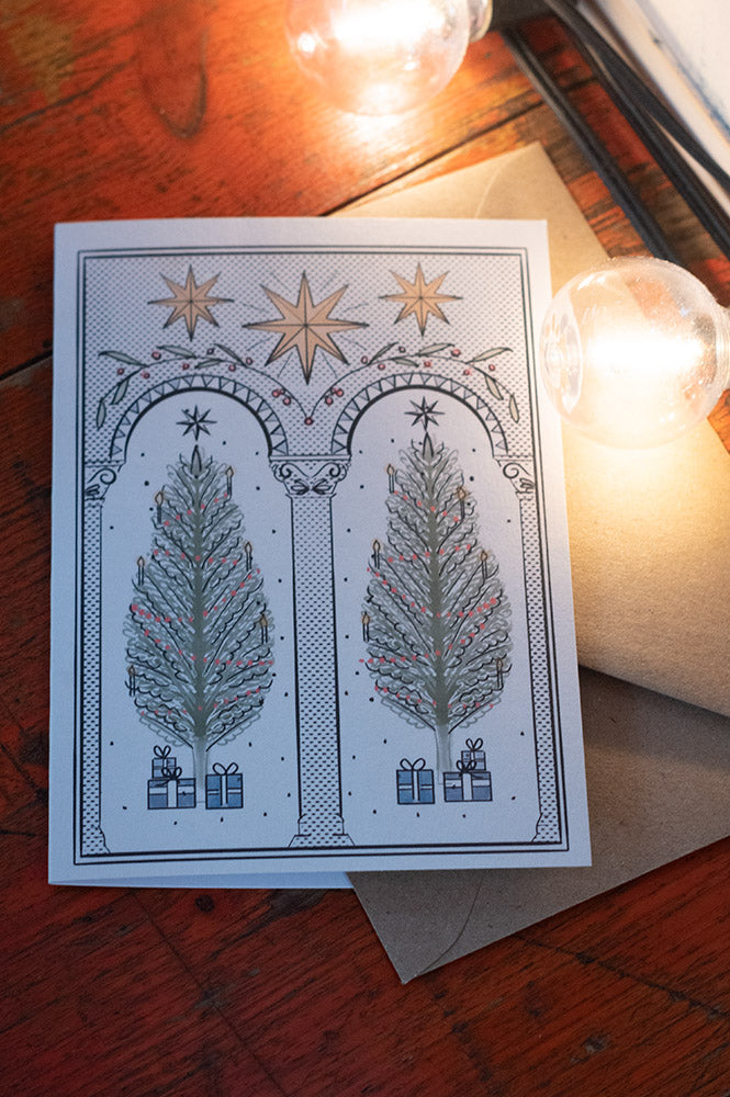 The Hatched Line Glow of Yuletide Greeting Card