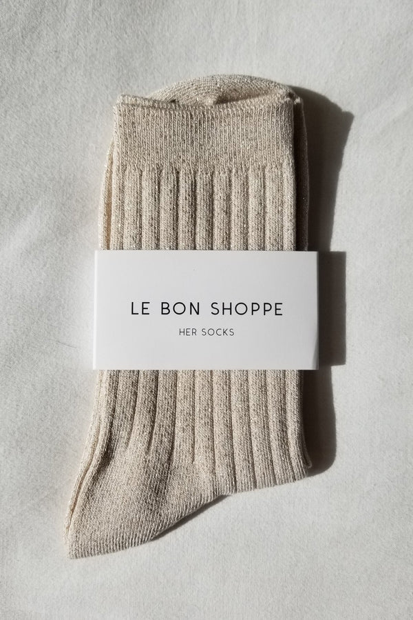 Le Bon Shoppe Her Ivory Gold Glitter Socks - The Mercantile London