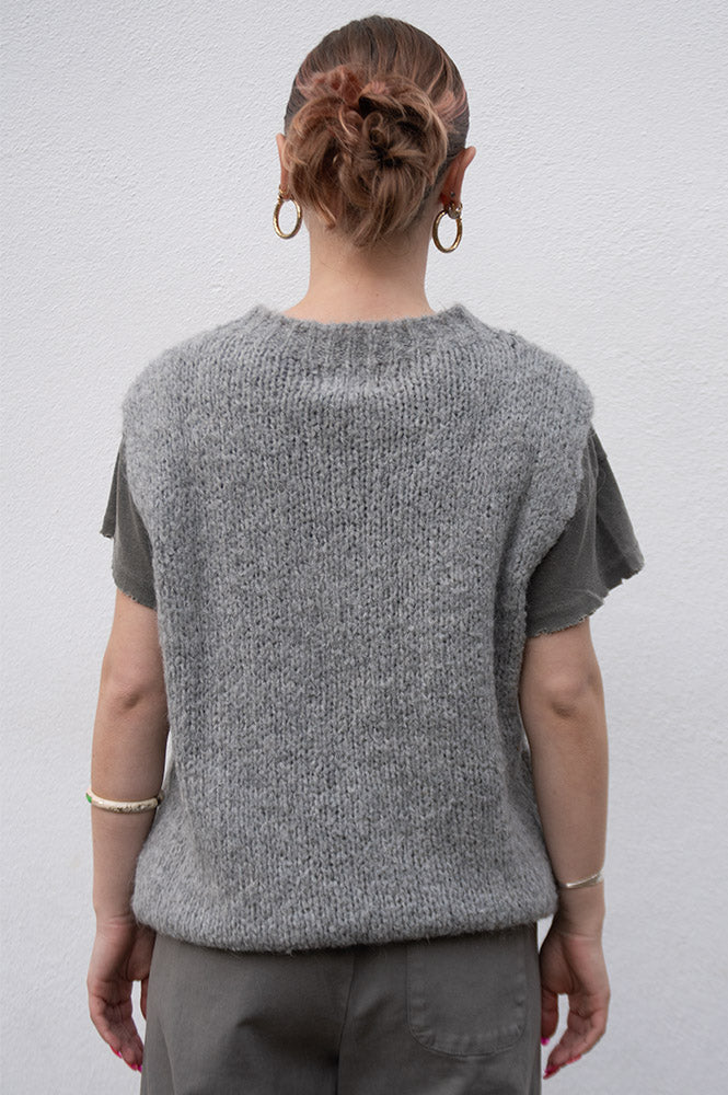 Noella Kala Light Grey Melange Knit Vest