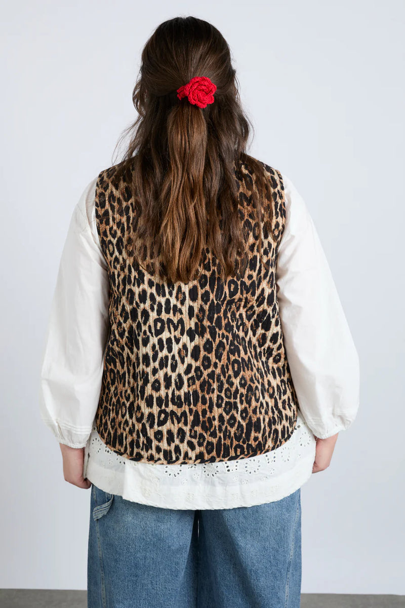 Damson Madder Tilly Tie Front Leopard Gilet