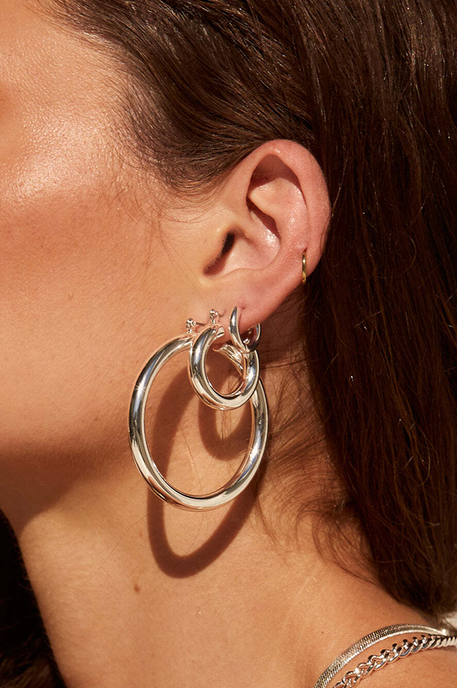 Luv AJ Baby Amalfi Silver Tube Hoops