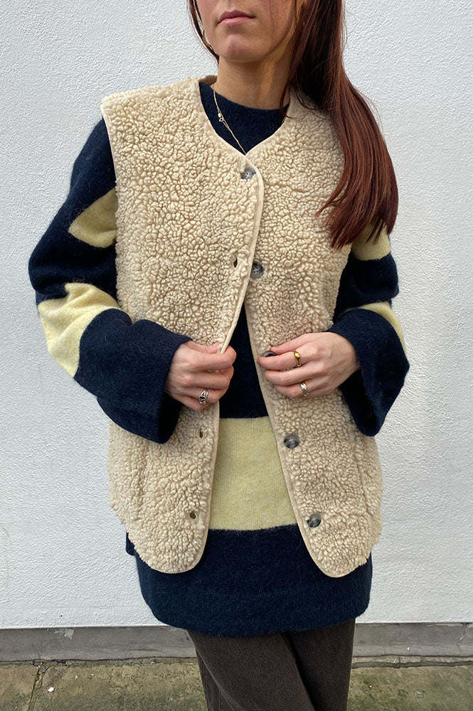 ICHI Fanza Almond Milk Knitted Waistcoat