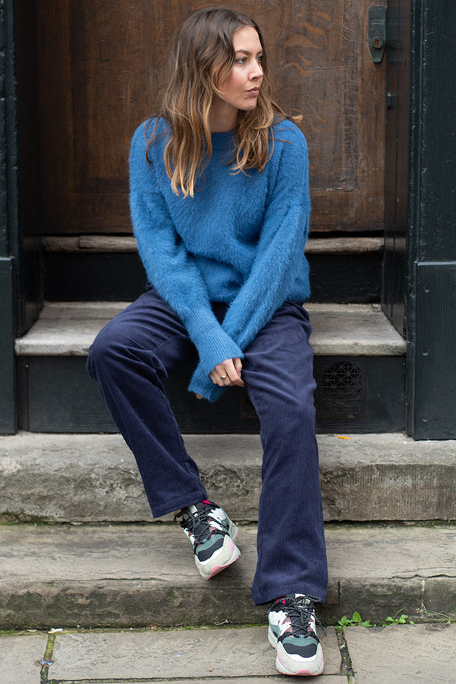 Compania Fantastica Blue Textured Knit Sweater