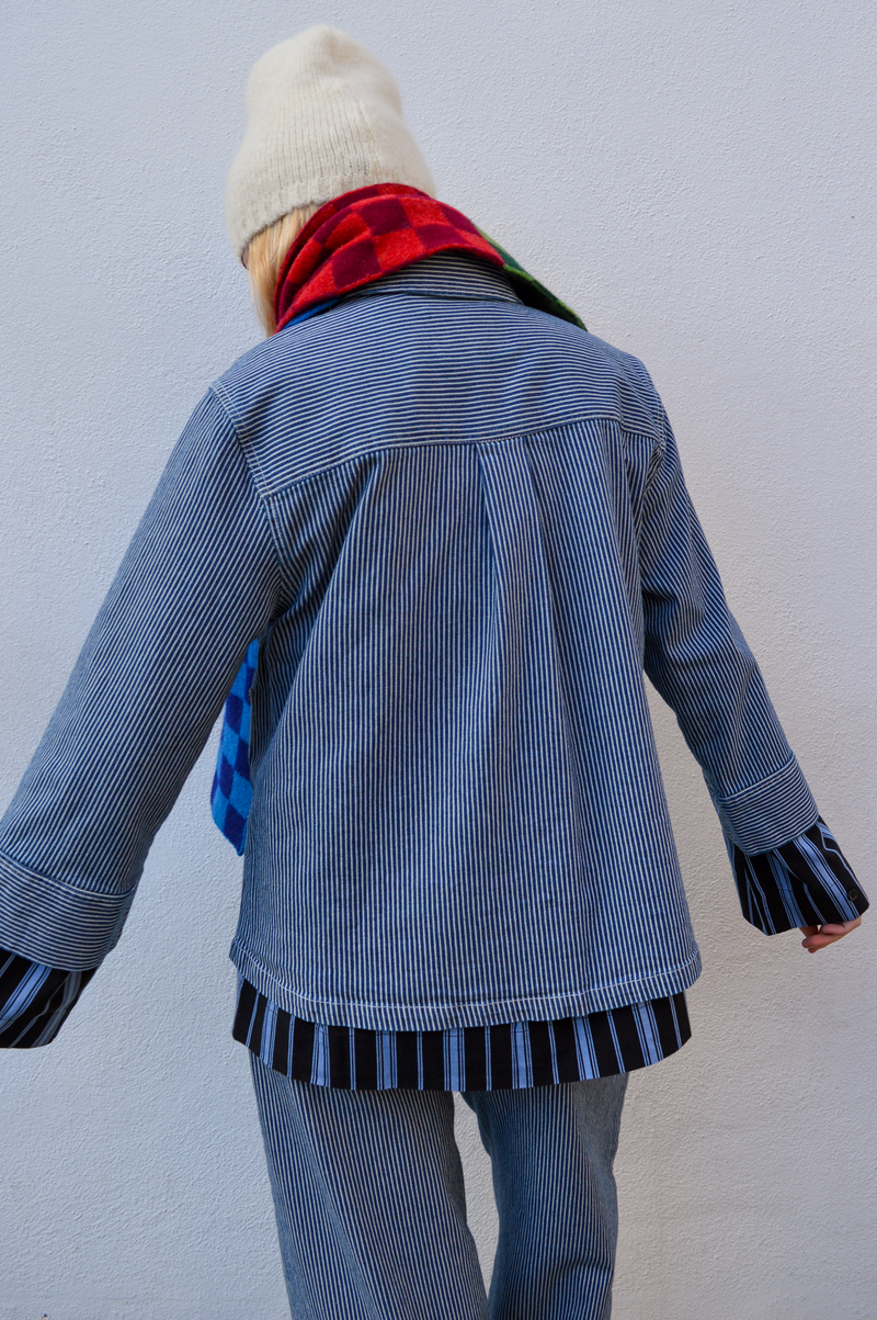 Numph Erina Denim Dark Sapphire Stripe Jacket