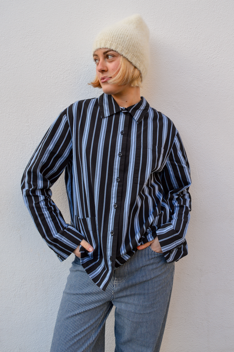 Nué Notes Clovis Dark Blue Stripe Shirt