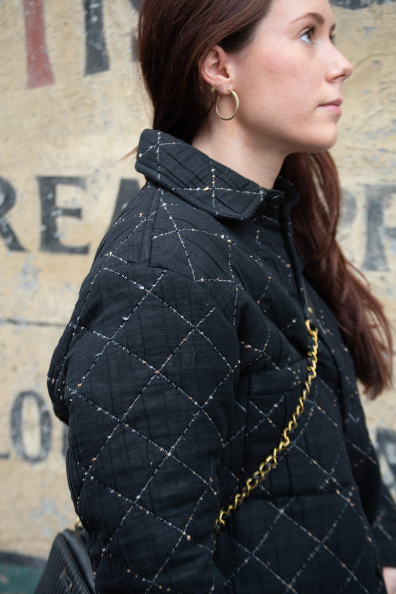 Wax Whiting Black Quilted Tweed Overshirt