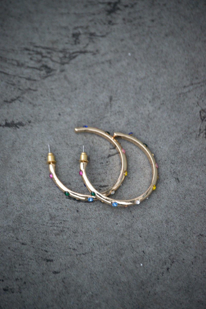 B.M.L Ginette Rainbow Stone Hoop Earrings