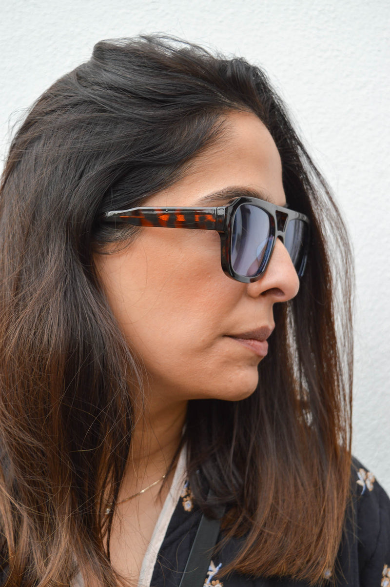 A Kjaerbede Kaya Demi Tortoise Blue Lens Sunglasses - The Mercantile London