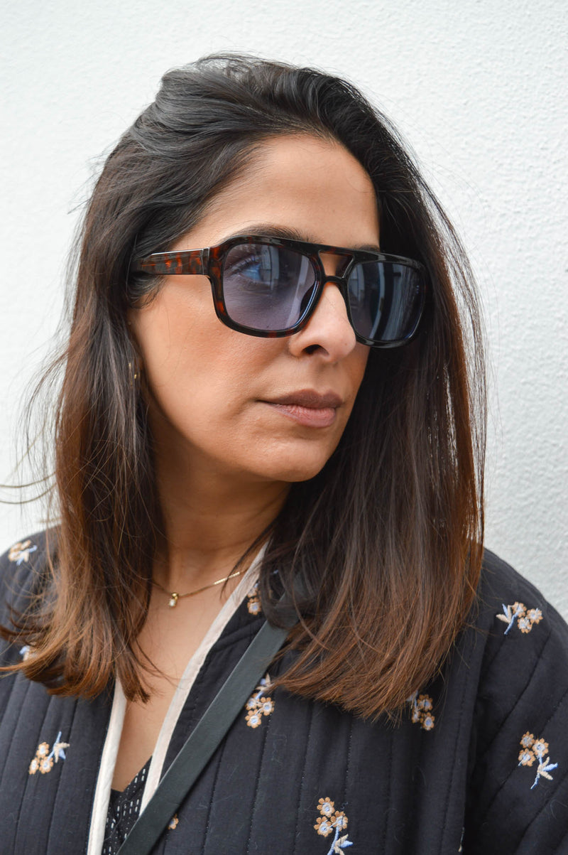 A Kjaerbede Kaya Demi Tortoise Blue Lens Sunglasses - The Mercantile London