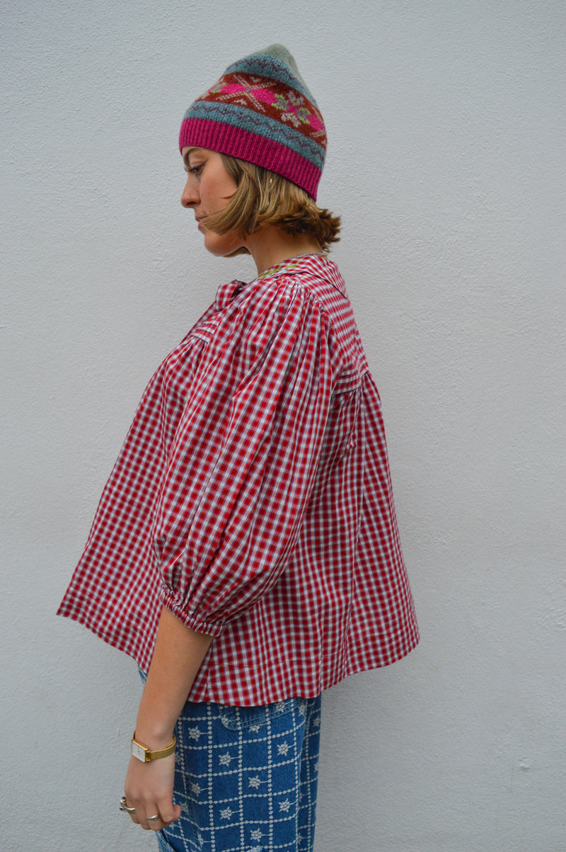 Damson Madder Mila Cherry Gingham Blouse