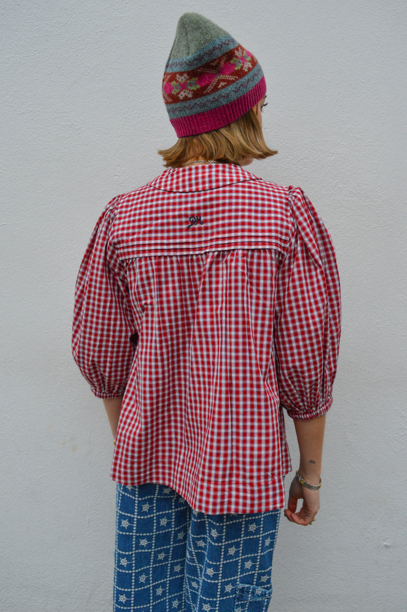 Damson Madder Mila Cherry Gingham Blouse