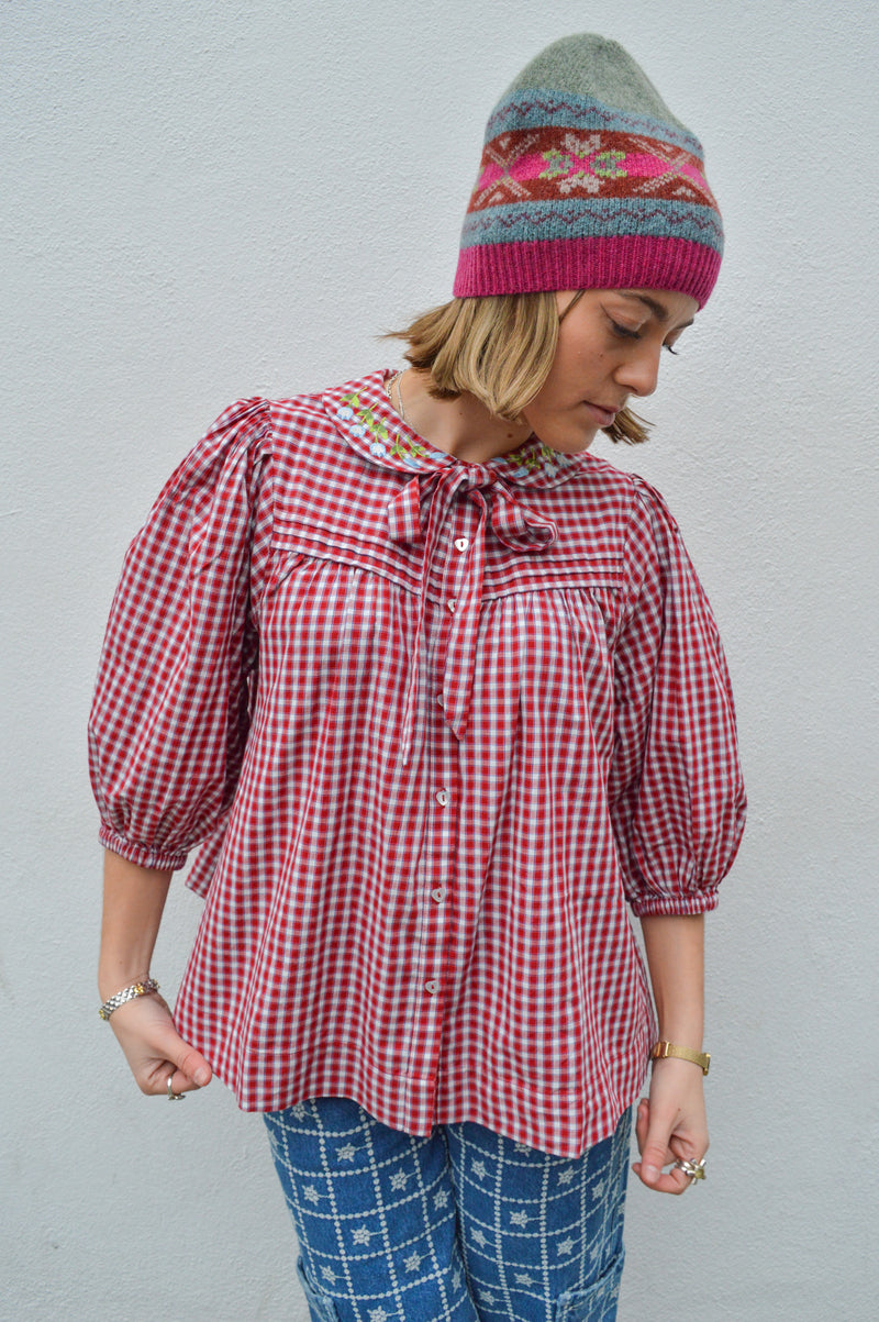 Damson Madder Mila Cherry Gingham Blouse