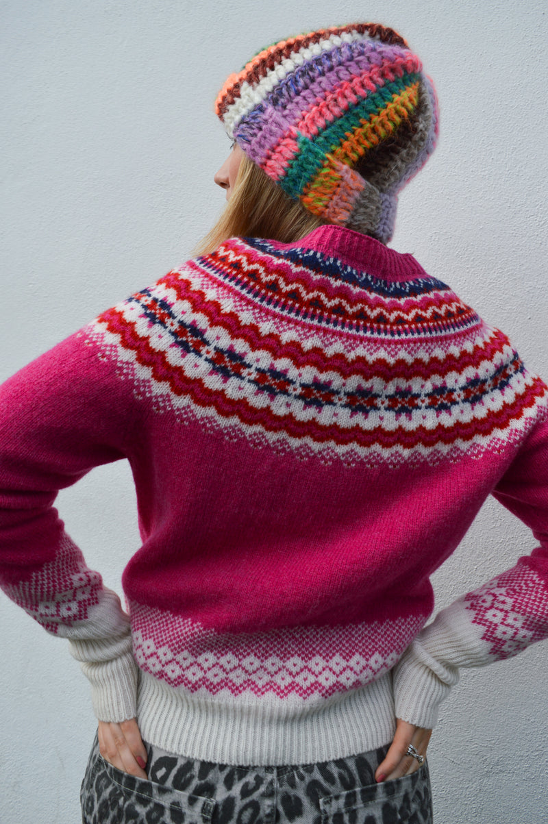 Lowie Caerphilly Fairisle Jumper in Pink