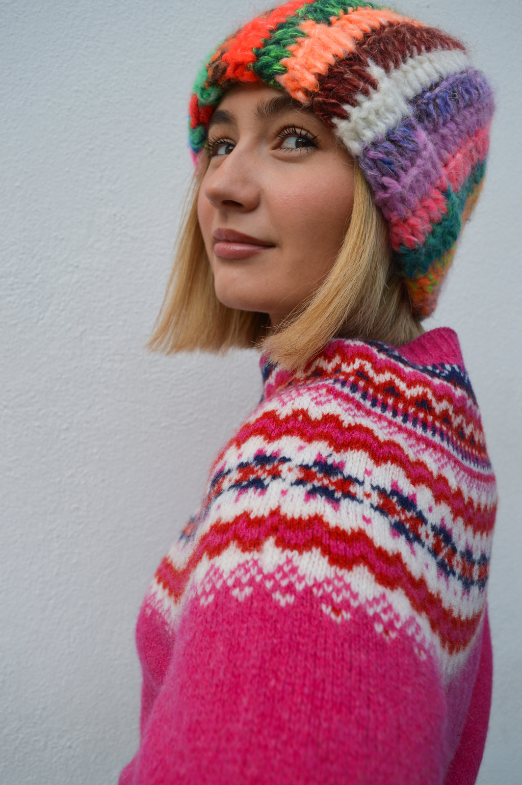 Lowie Caerphilly Fairisle Jumper in Pink