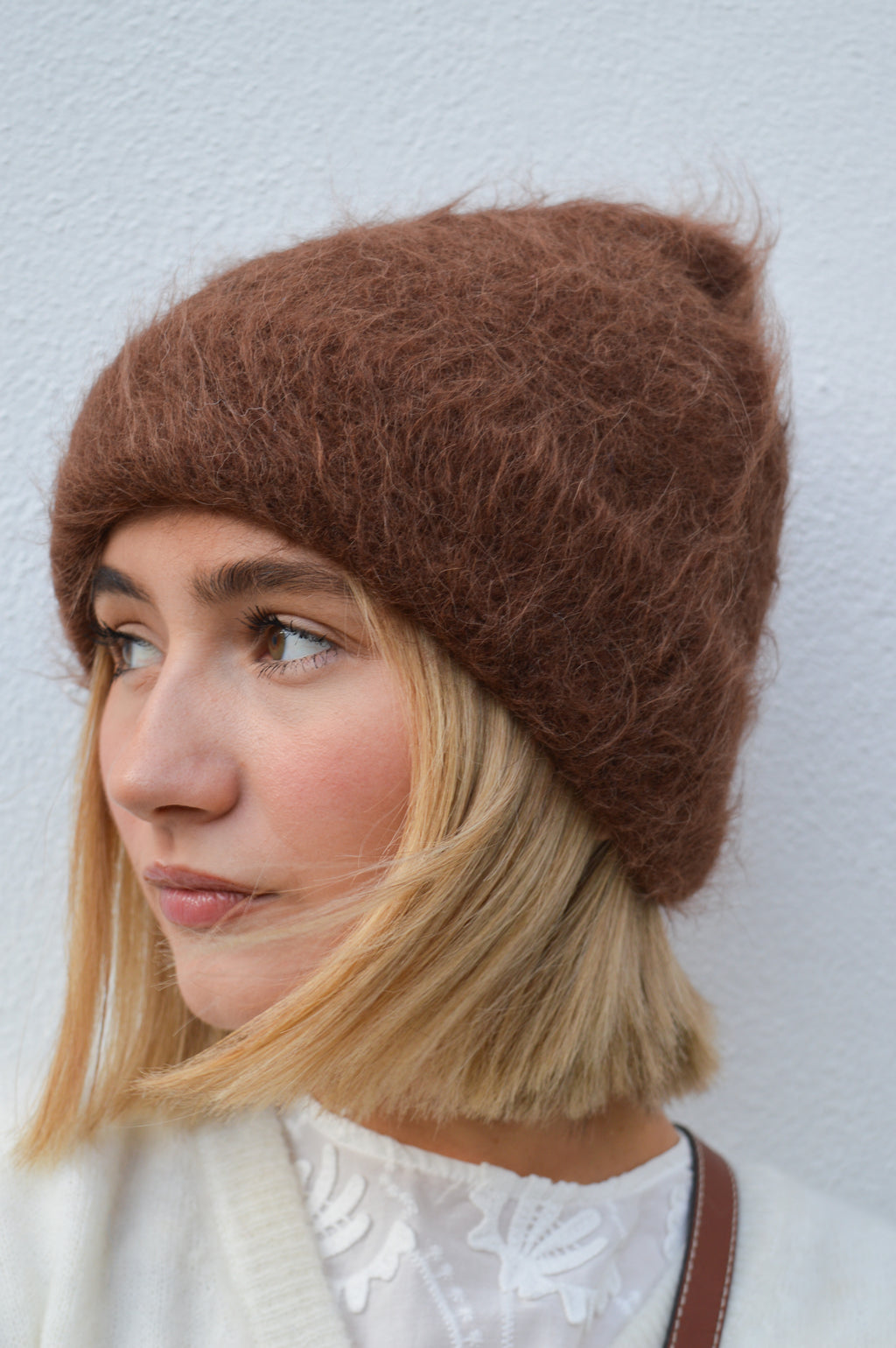 Billy Bamboo Alpaca Fluffy Brown Beanie