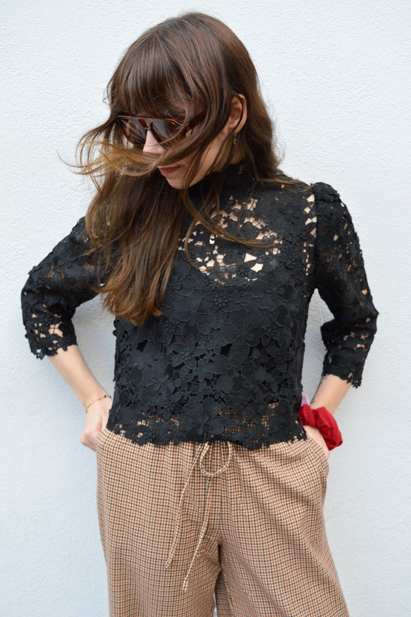 Ba&sh Paul Black Lace Top