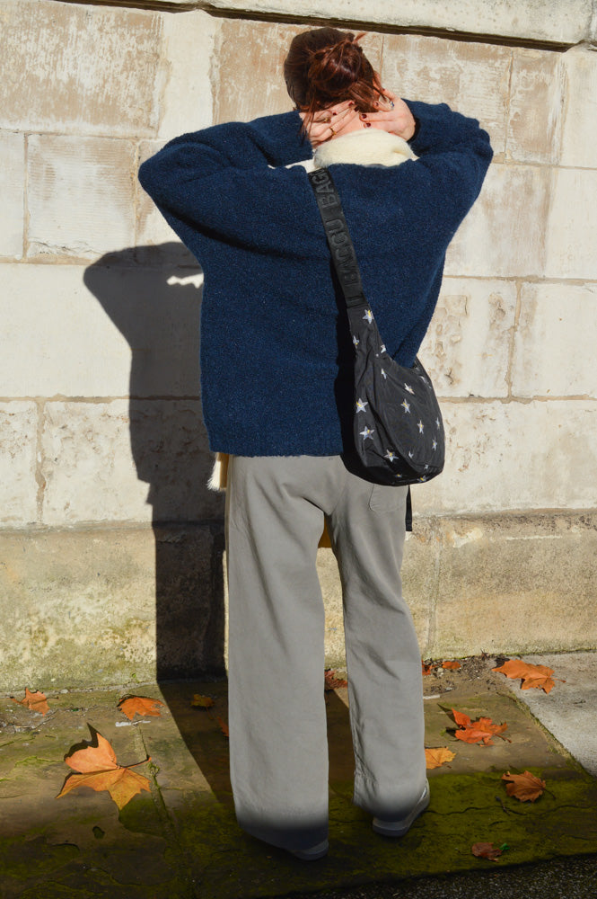 Indi & Cold Navy Bouclé Sweater