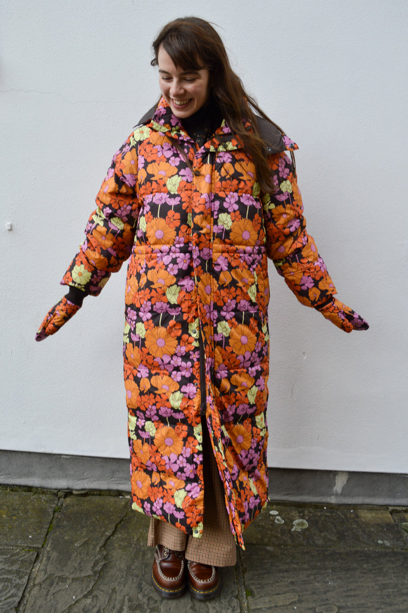 Dedicated Karmas Long Puffer Jacket in Flower Power