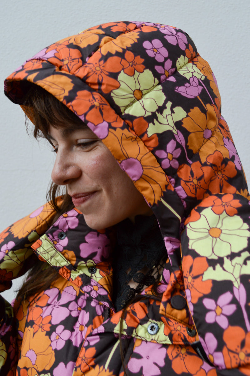 Dedicated Karmas Long Puffer Jacket in Flower Power