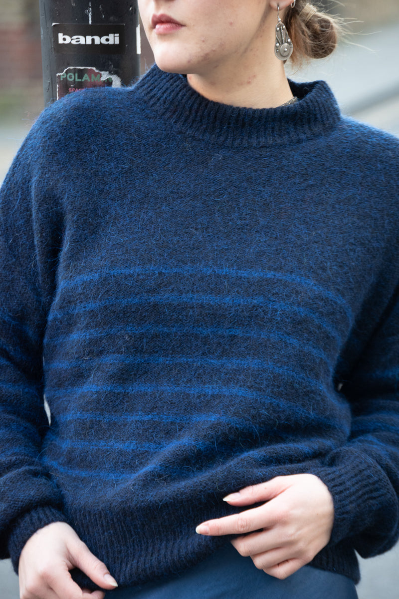 By- Bar Sonny Stripe Midnight Blue Pullover