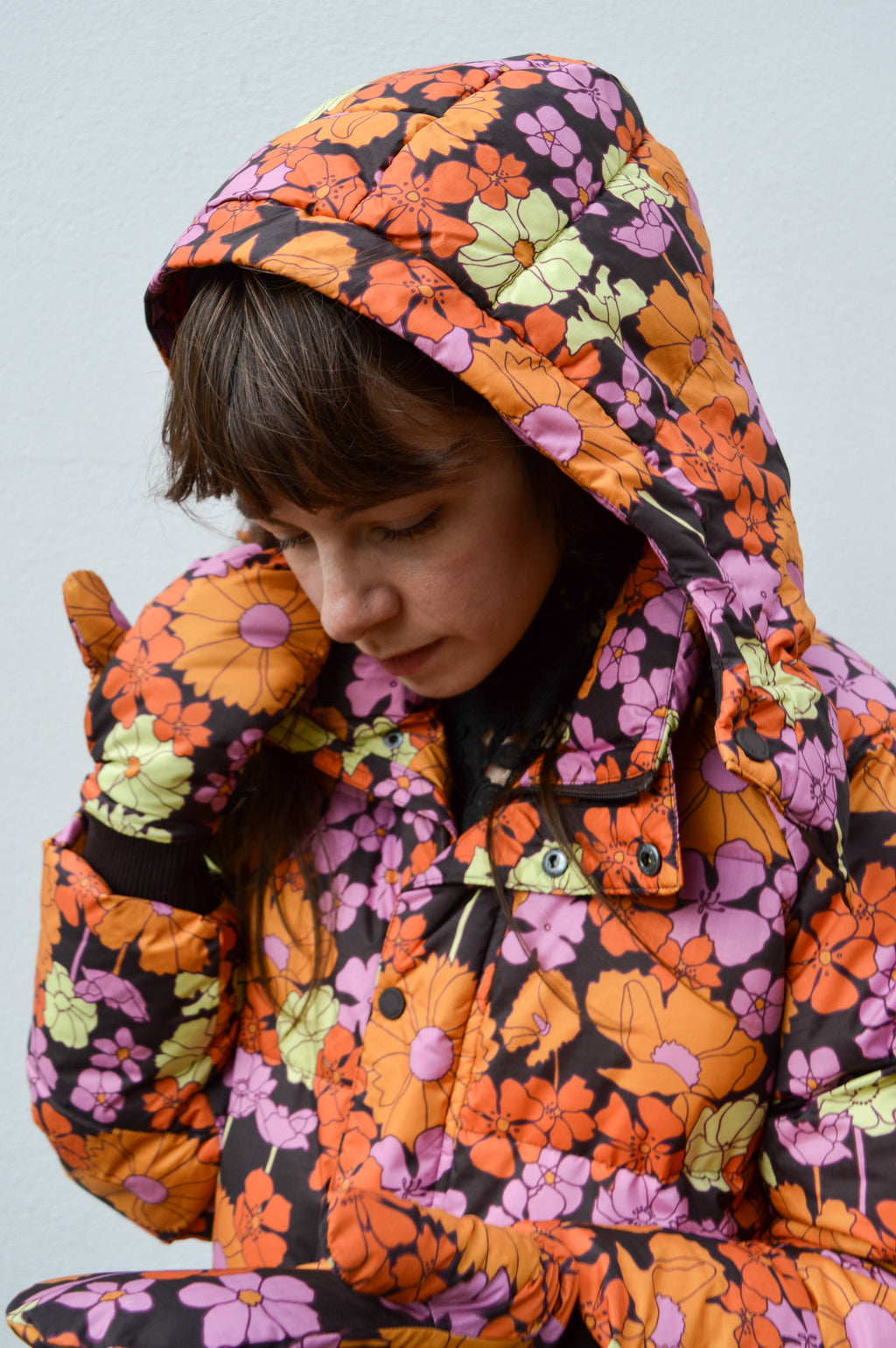 Dedicated Karmas Long Puffer Jacket in Flower Power