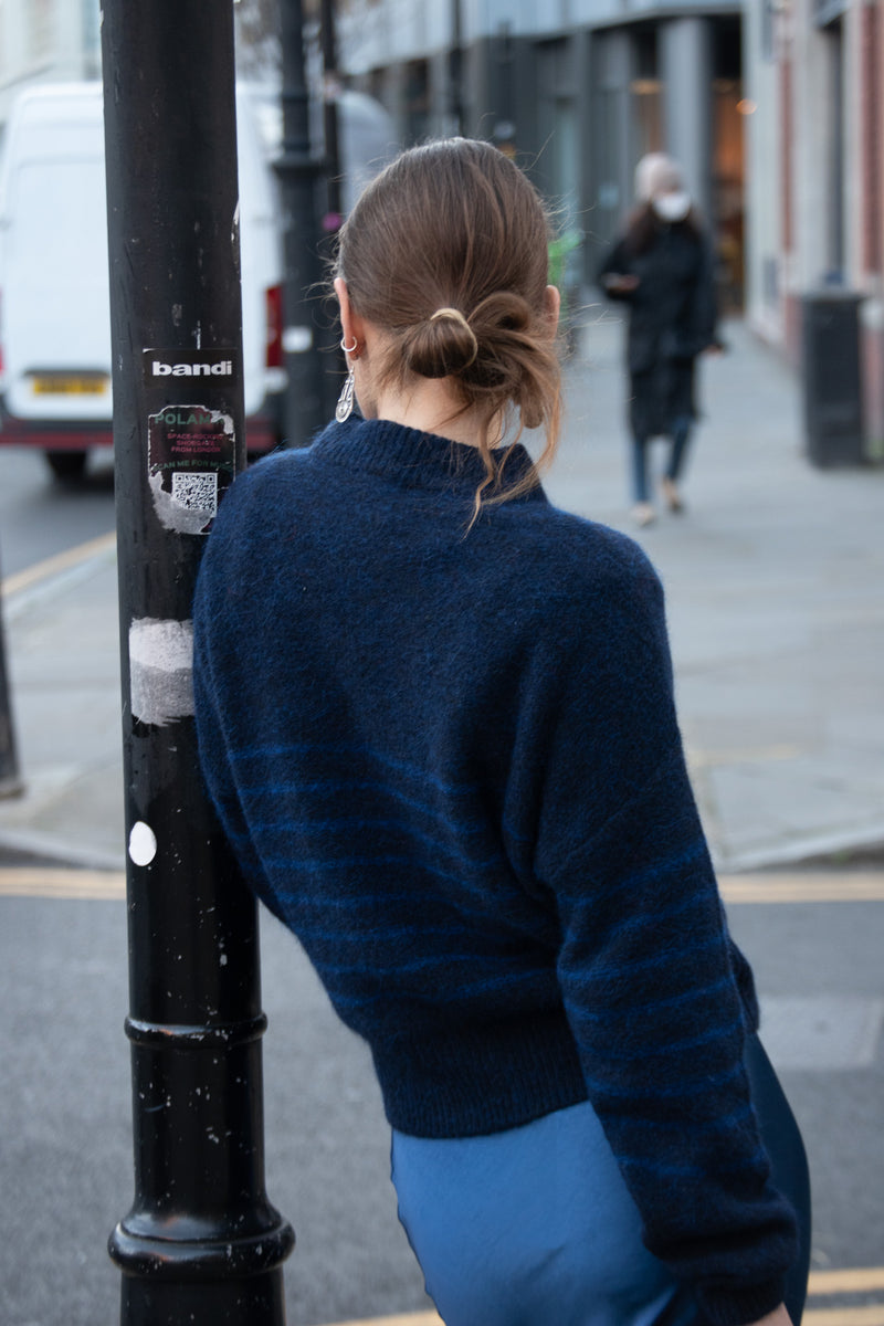 By- Bar Sonny Stripe Midnight Blue Pullover