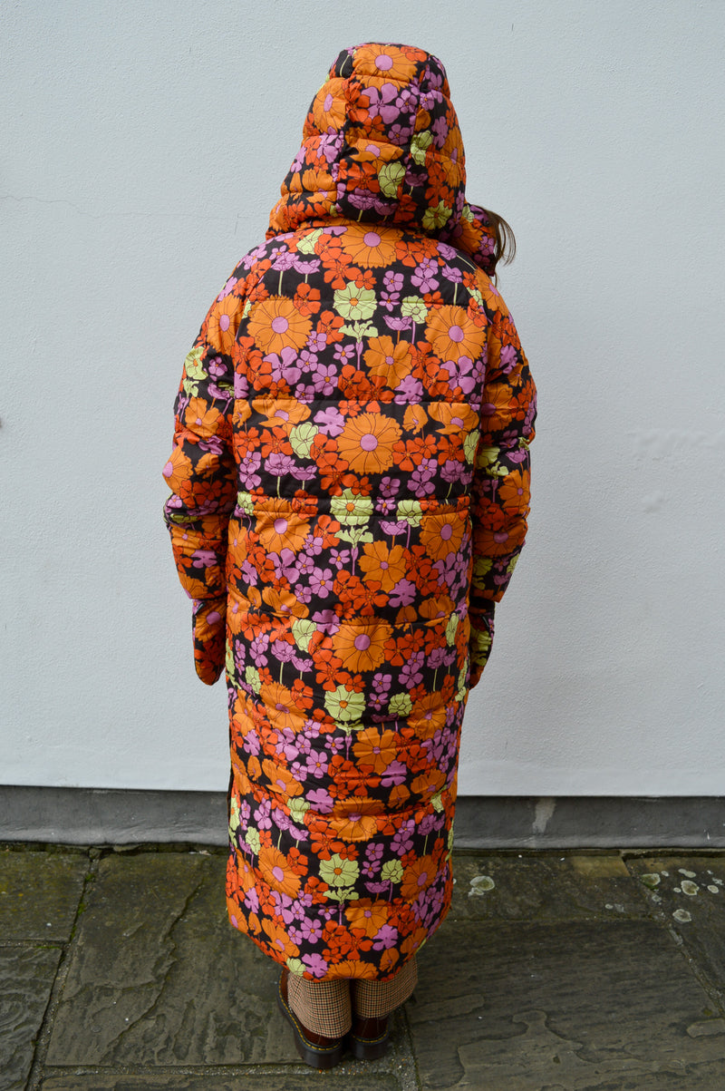 Dedicated Karmas Long Puffer Jacket in Flower Power