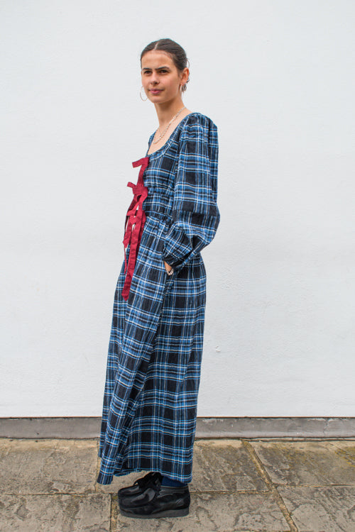 Damson Madder Dakota Blue Check Midi Dress