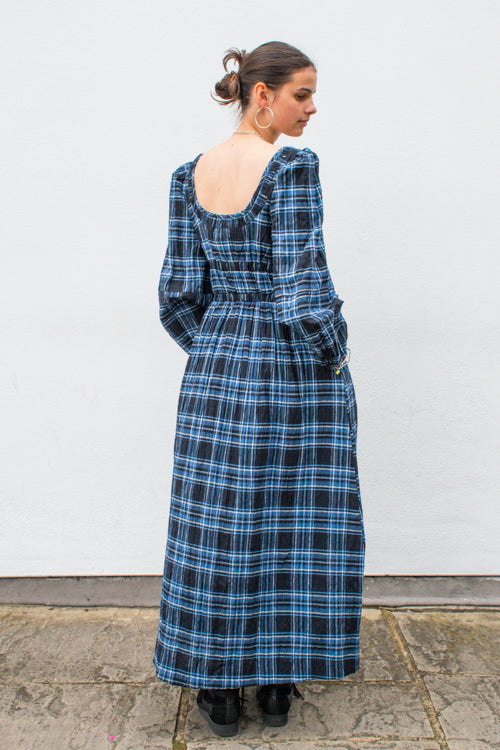 Damson Madder Dakota Blue Check Midi Dress