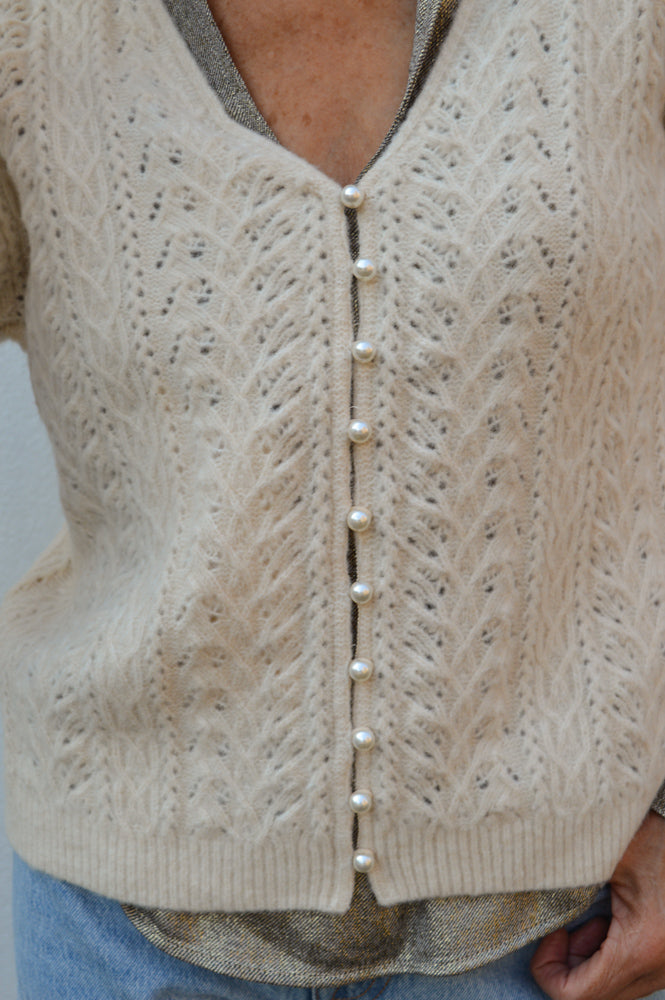 ICHI Liyanna Almond Milk Cardigan