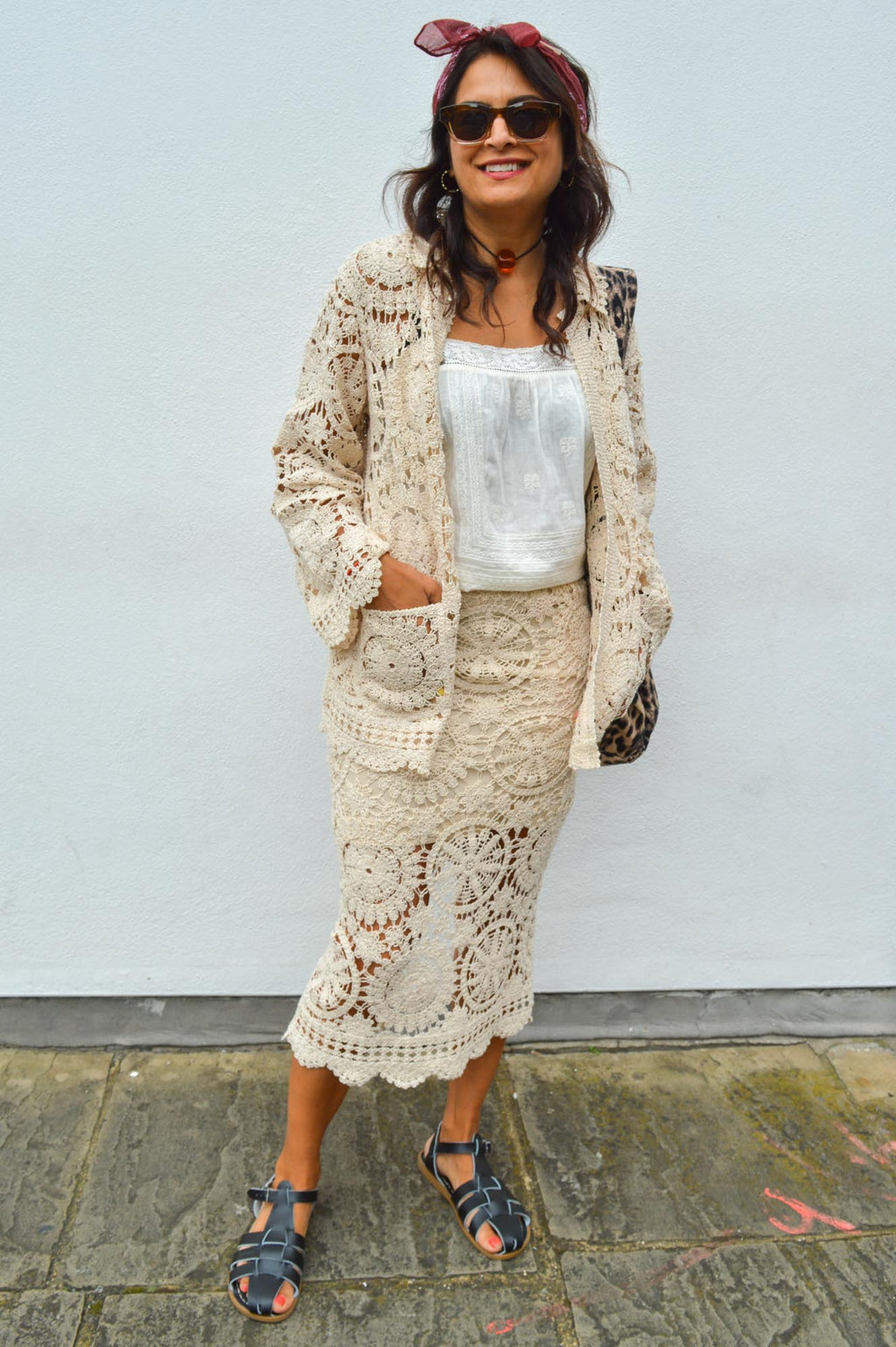 Object Petra Sandshell Knit Midi Skirt - The Mercantile London