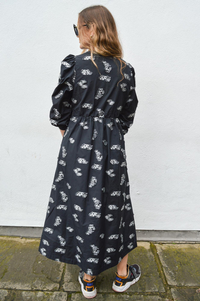 Baum Und Pferdgarten Asina Black Bouquet Jacquard Dress - The Mercantile London