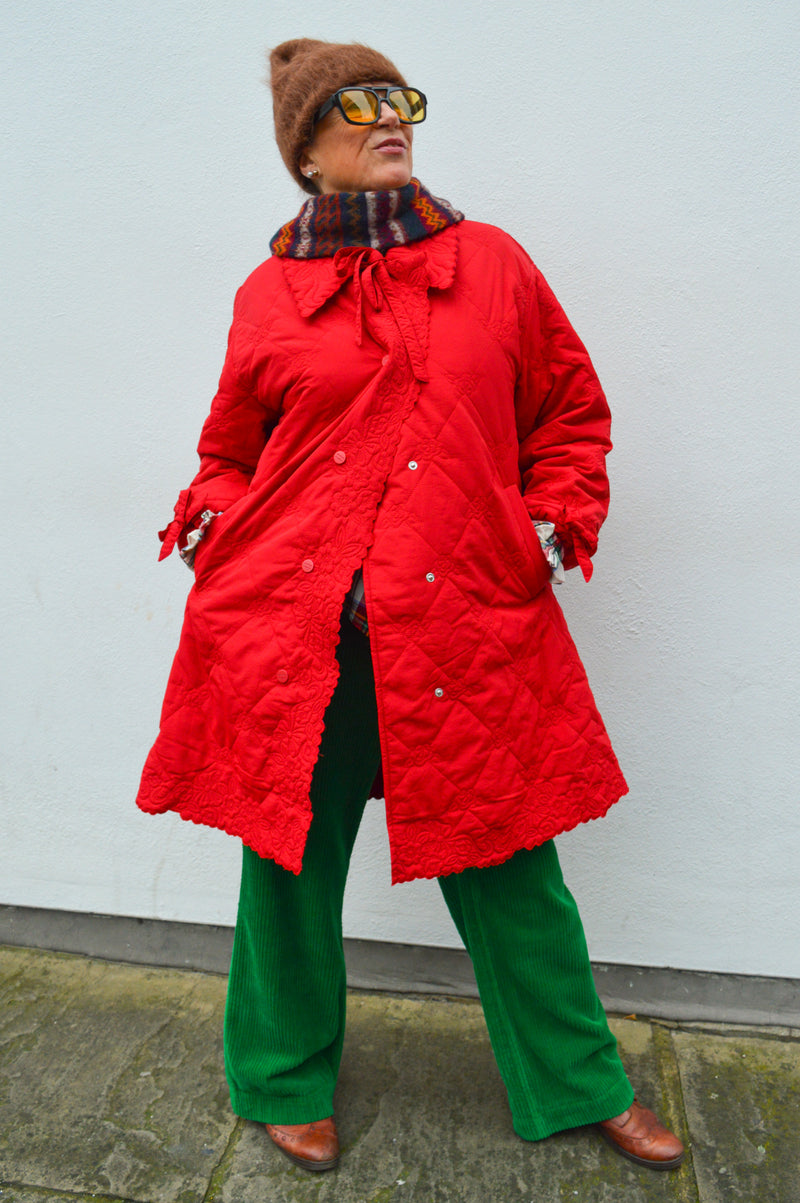 Damson Madder Baby  Aubrey Cherry Red Quilted Coat