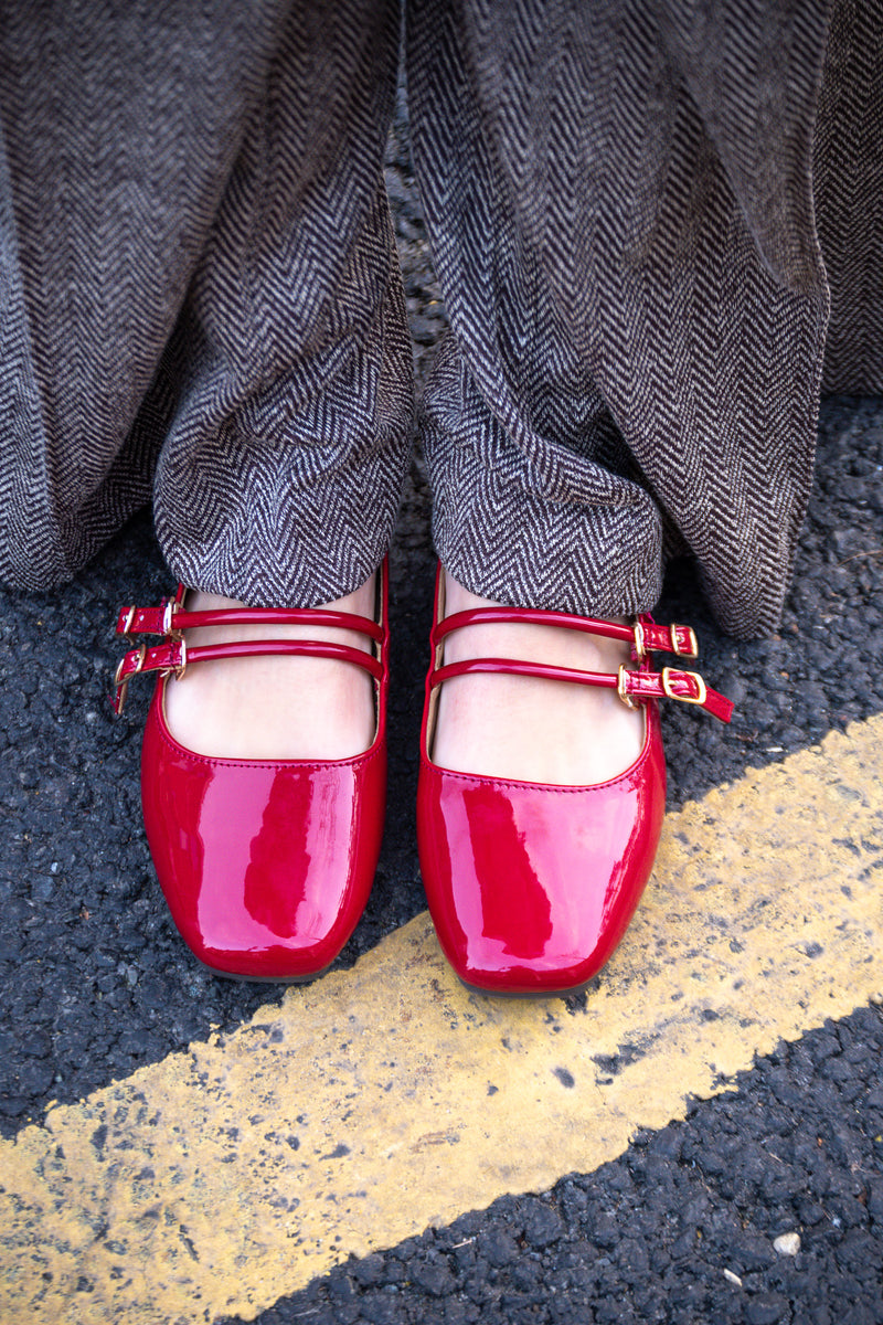 Whisper Mint Soft Retro Square Toe Red Mary Jane Shoes