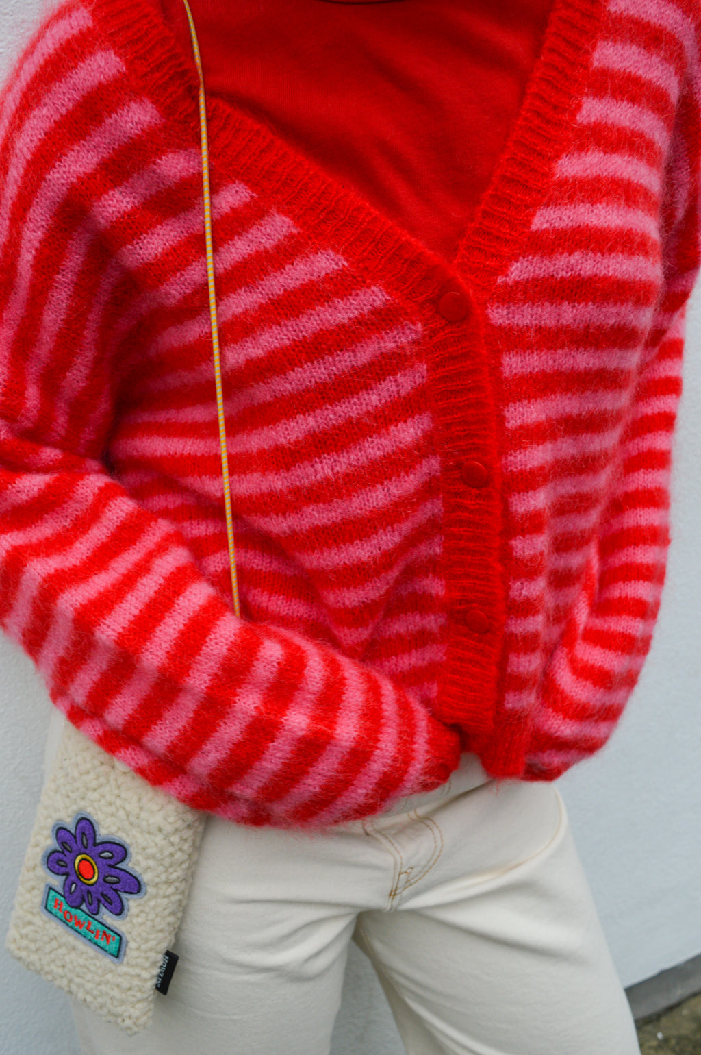 Des Petits Hauts Alvaro Tomato and Pink Cardigan