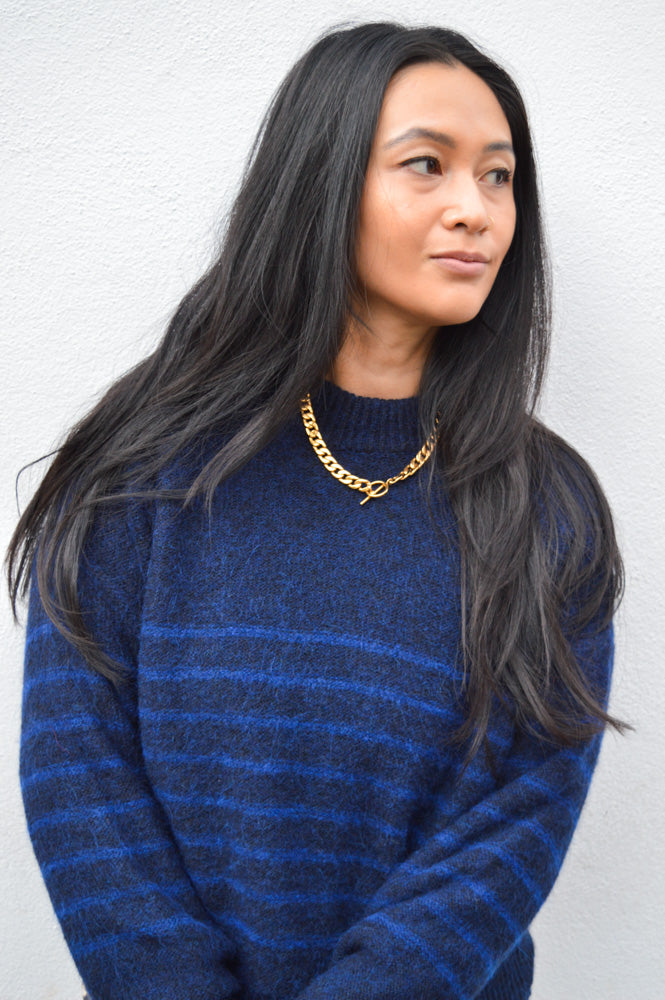 By- Bar Sonny Stripe Midnight Blue Pullover