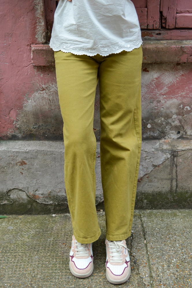 Nice Things Wide Leg Olive Green Trousers