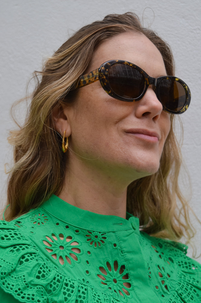 A Kjaerbede Anma Black / Yellow Tortoise Sunglasses - The Mercantile London