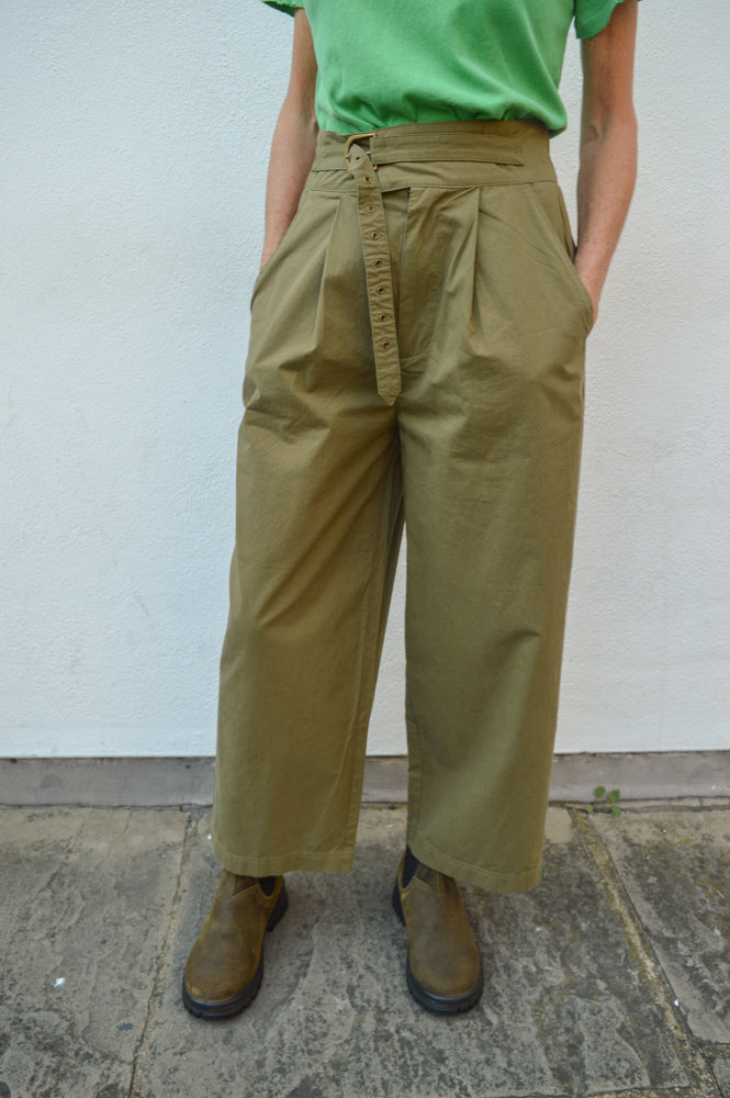 Dream Khaki Pleated Twill Trousers