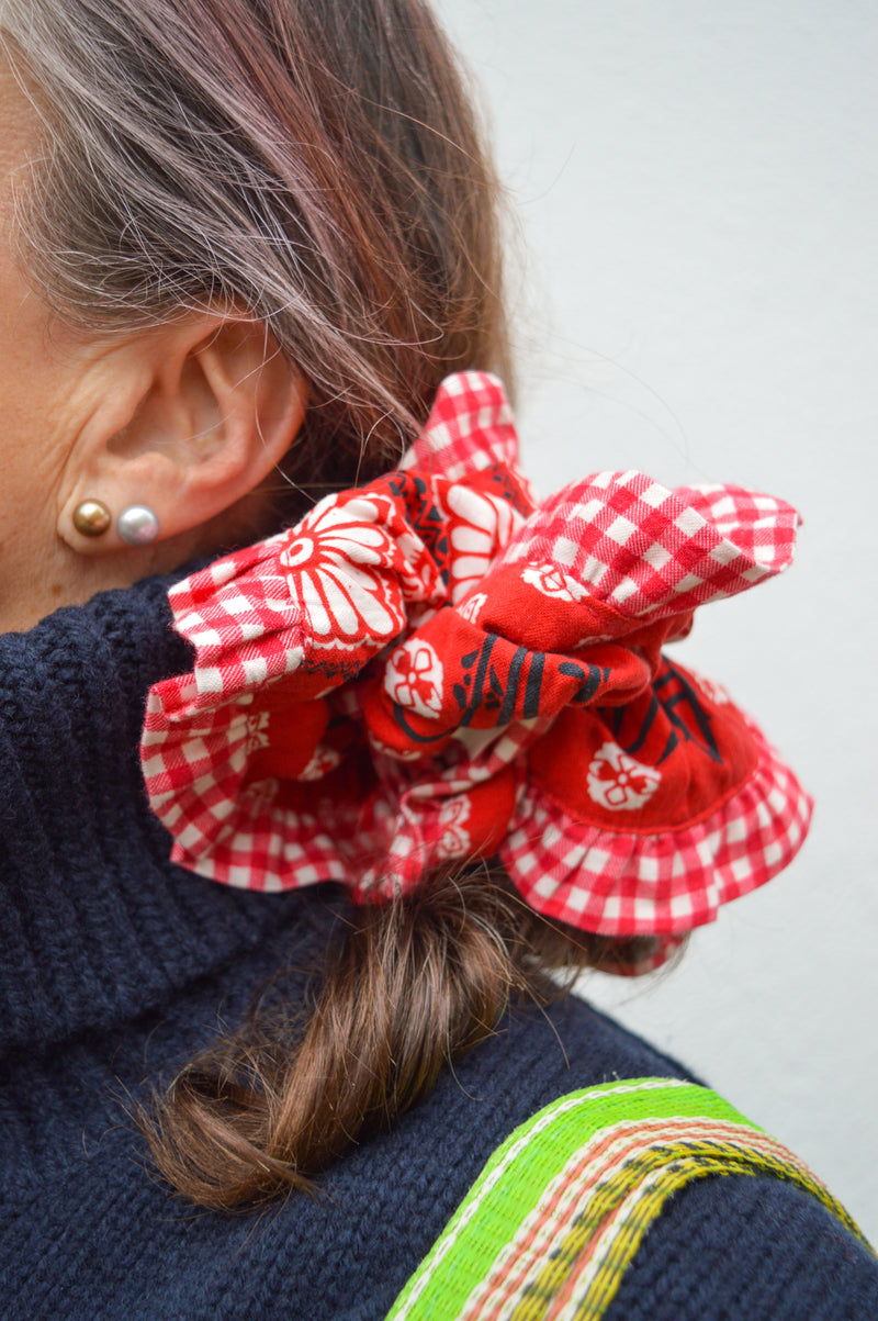 Damson Madder Red Bandana Print Scrunchie